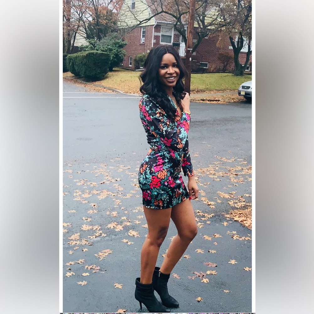 Floral silk mini dress